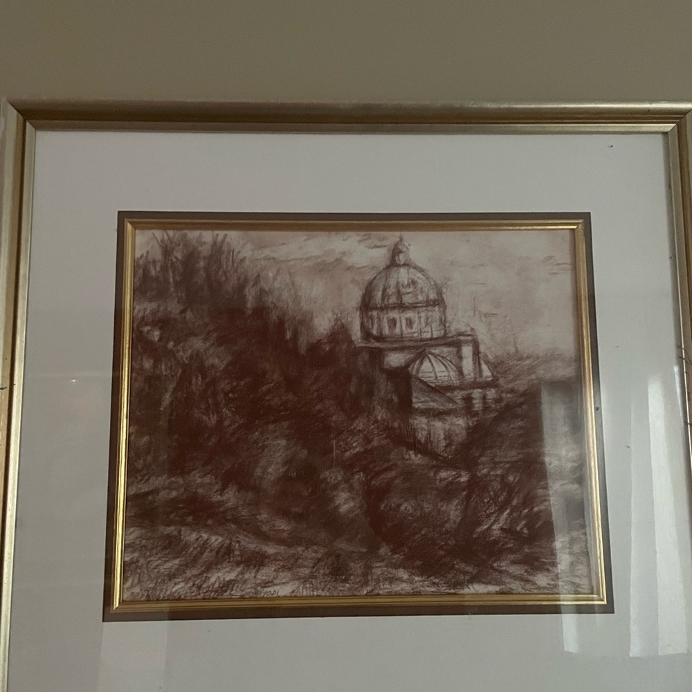 Sophia R Sepia Drawing Duomo Todi Italy 11 by 14 ,Nude 11by14 0/P $1,600 framed